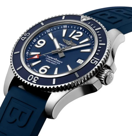 Breitling Superocean Men Automatic Blue Rubber Watch A17366D81C1S2