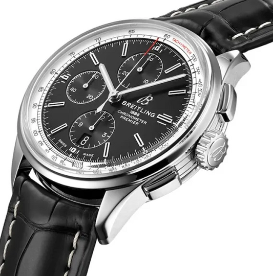 Breitling Premier Men Automatic Black Crocodile Watch A13315351B1P1